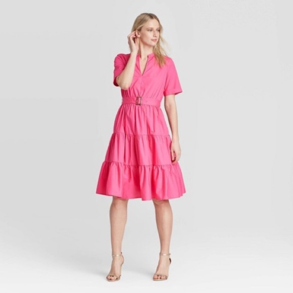 Target Short Sleeve Belted Tiered Dress
